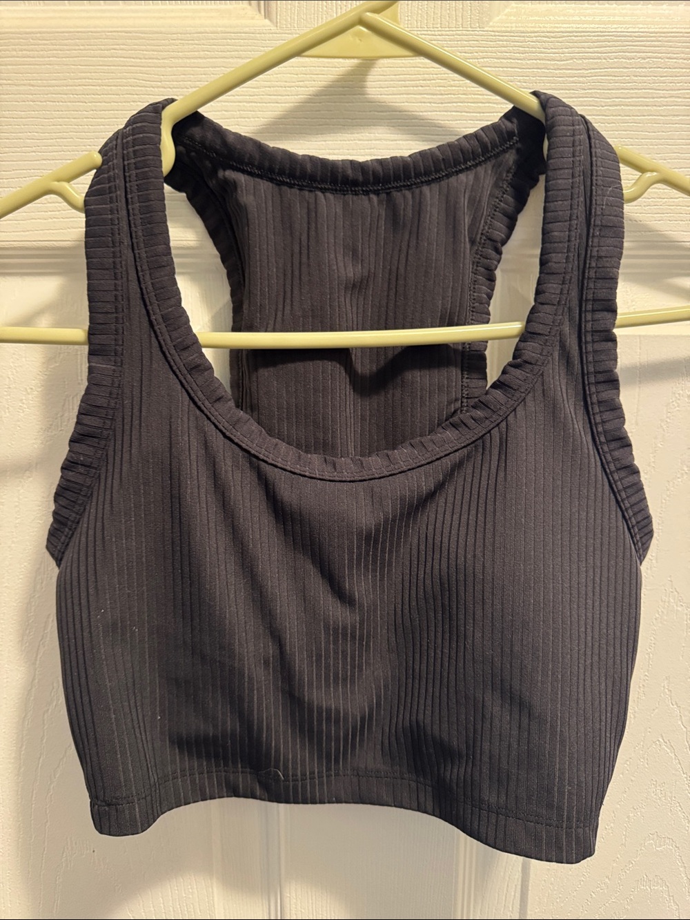all in motion Black Ribbed Racerback Crop Tank Top